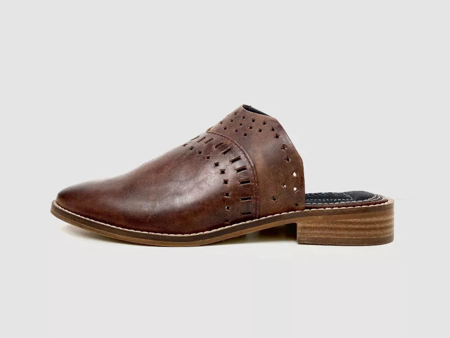 Ali Brown Pointed Mules Oobash