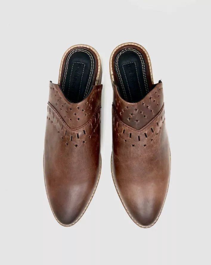 Ali Brown Pointed Mules Oobash