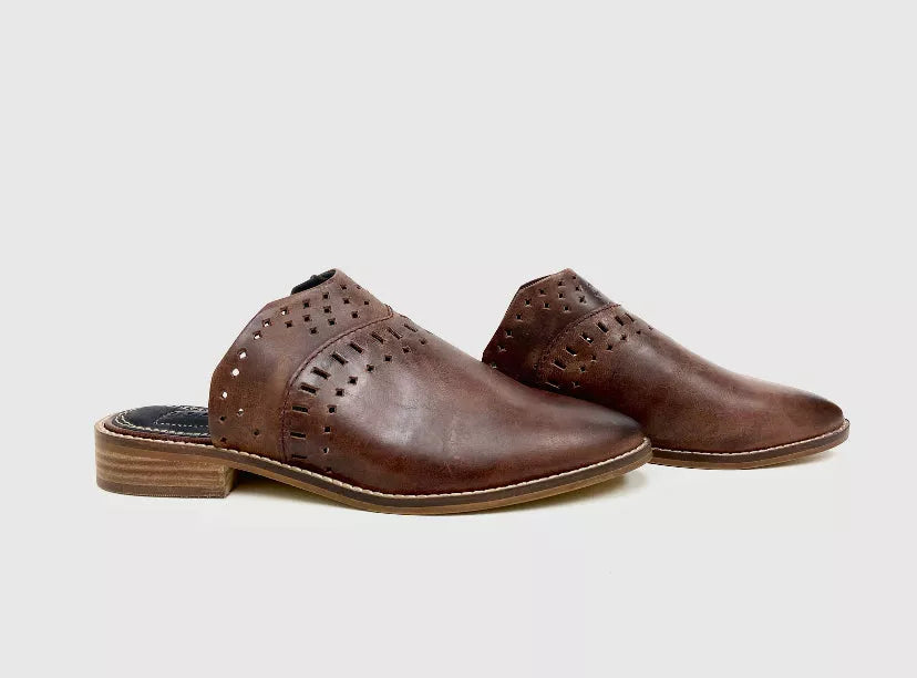 Ali Brown Pointed Mules Oobash