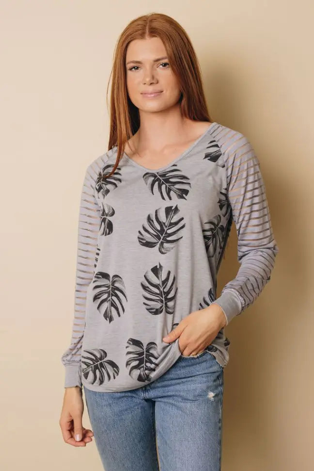 Alisa Patchwork Mesh Long Sleeve Top Stay Warm in Style