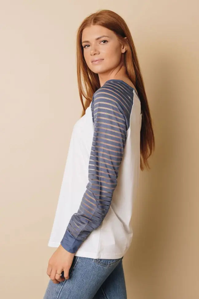 Alisa Patchwork Mesh Long Sleeve Top Stay Warm in Style