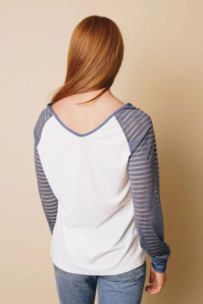Alisa Patchwork Mesh Long Sleeve Top Stay Warm in Style