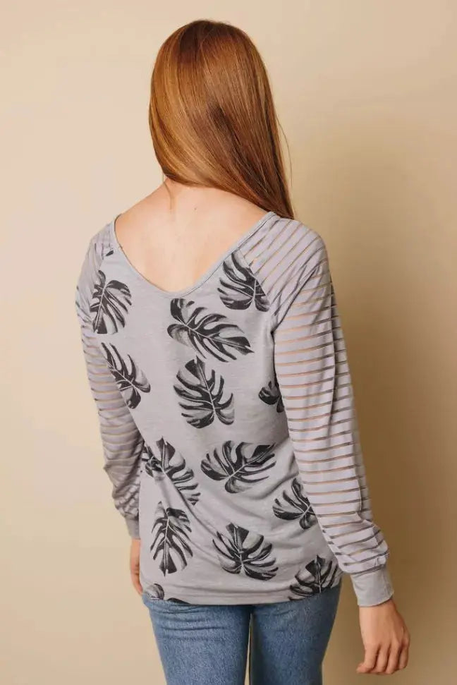 Alisa Patchwork Mesh Long Sleeve Top Stay Warm in Style