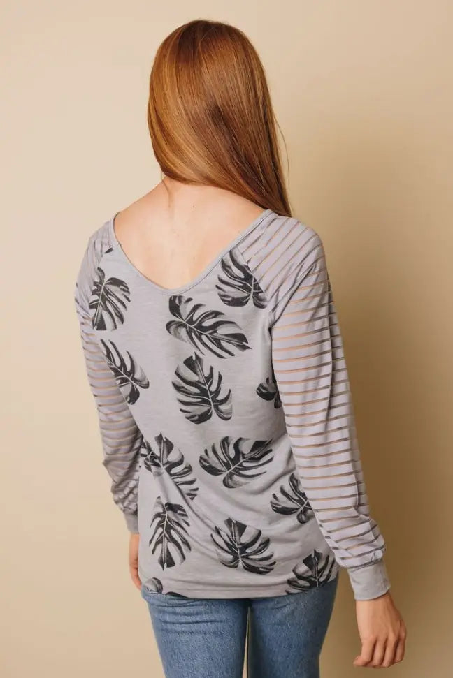 Alisa Patchwork Mesh Long Sleeve Top Stay Warm in Style