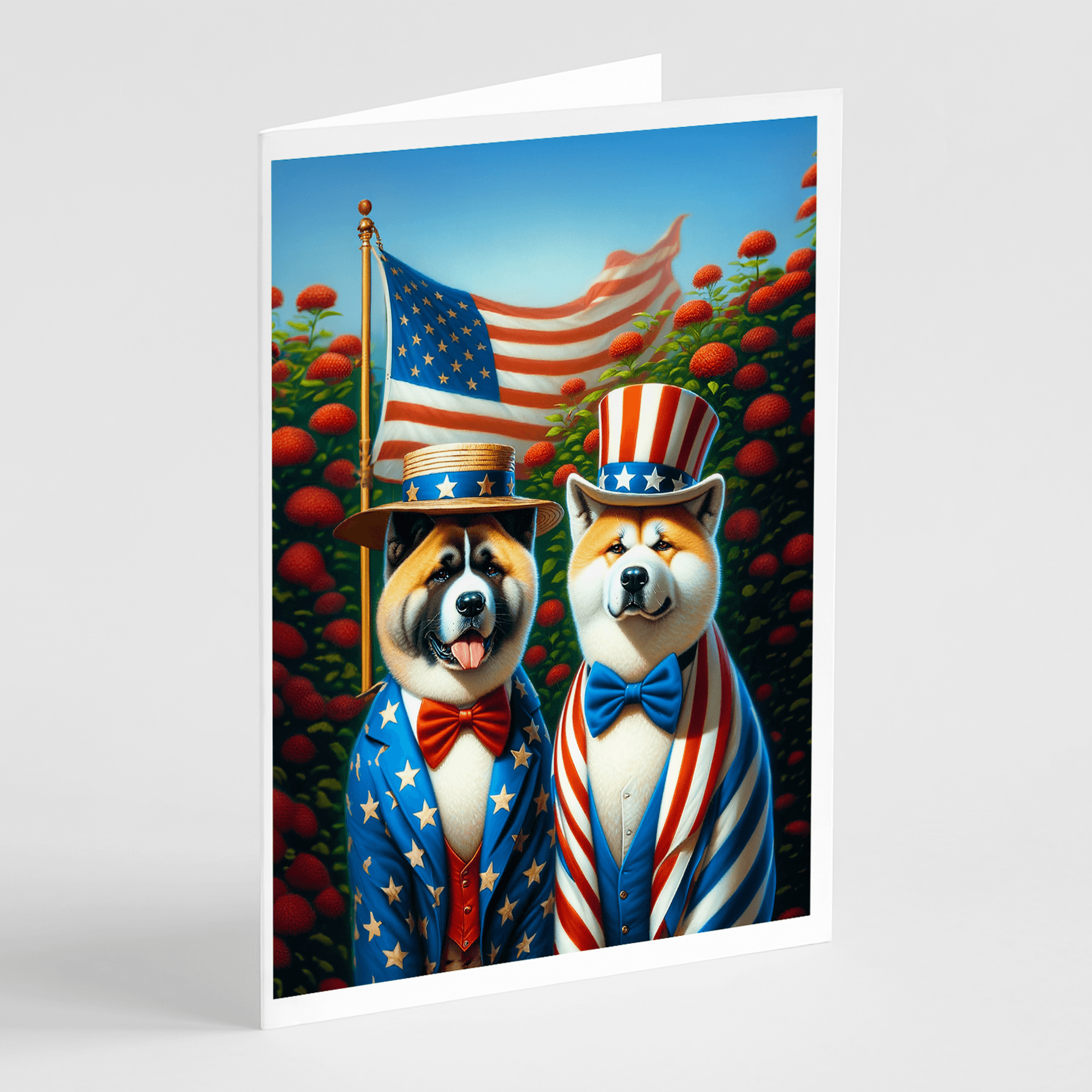 All American Akita Greeting Cards Pack of 8 Caroline's Treasures