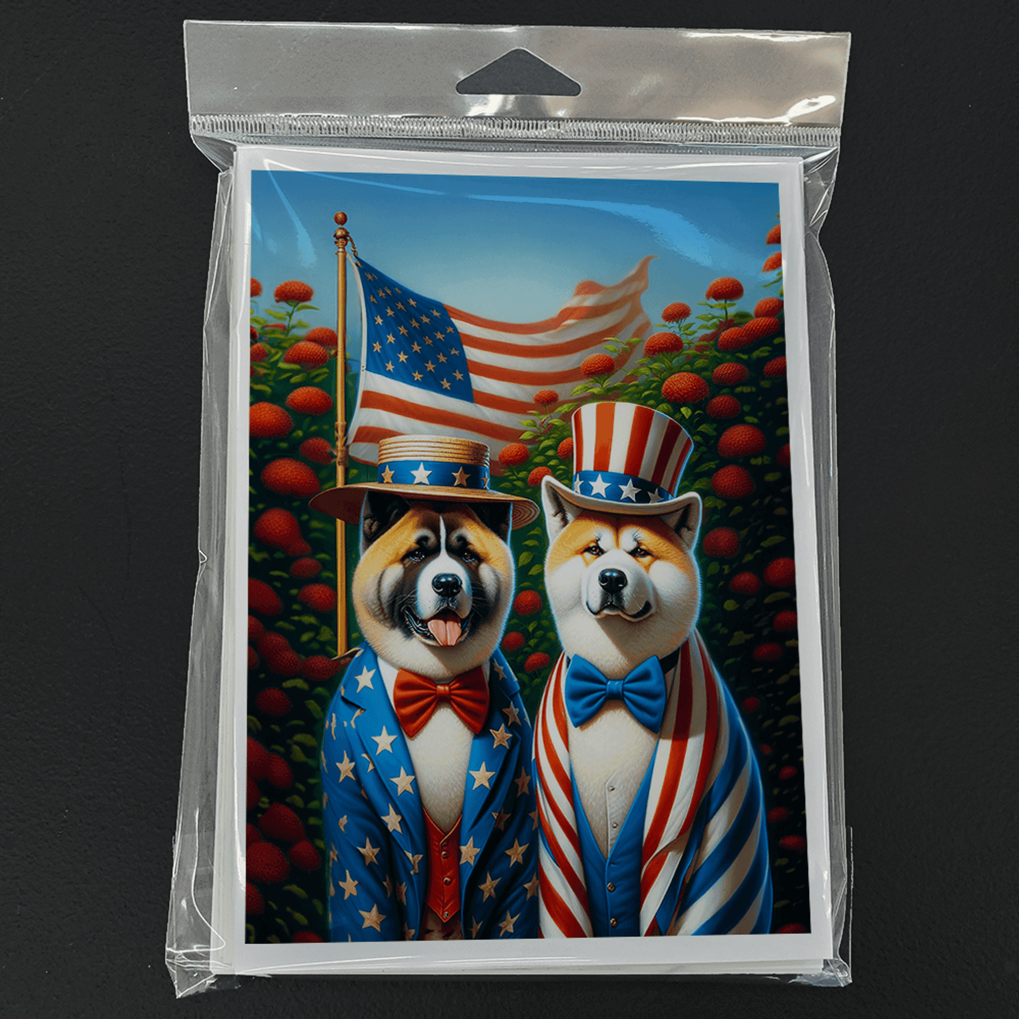 All American Akita Greeting Cards Pack of 8 Caroline's Treasures