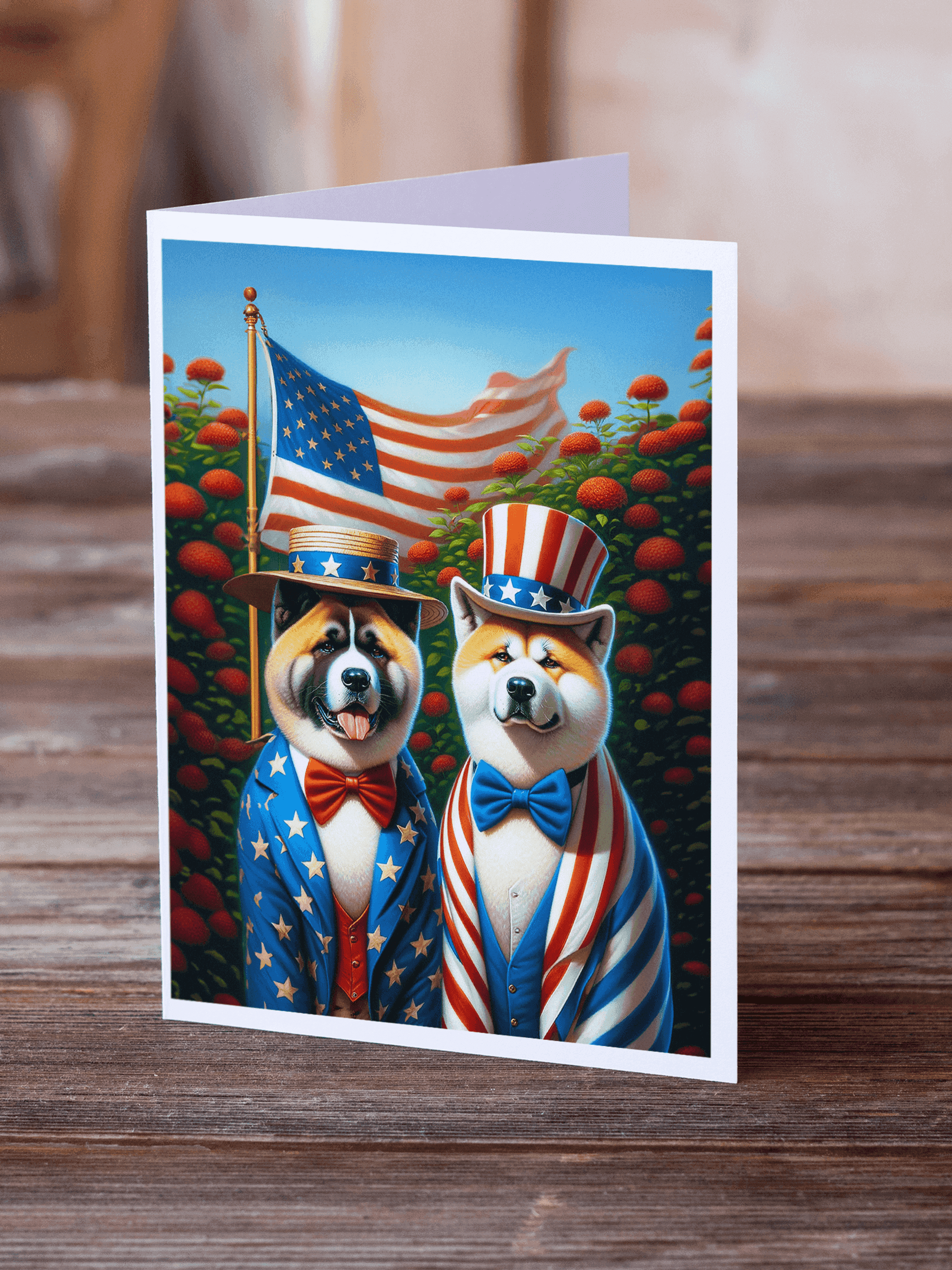 All American Akita Greeting Cards Pack of 8 Caroline's Treasures