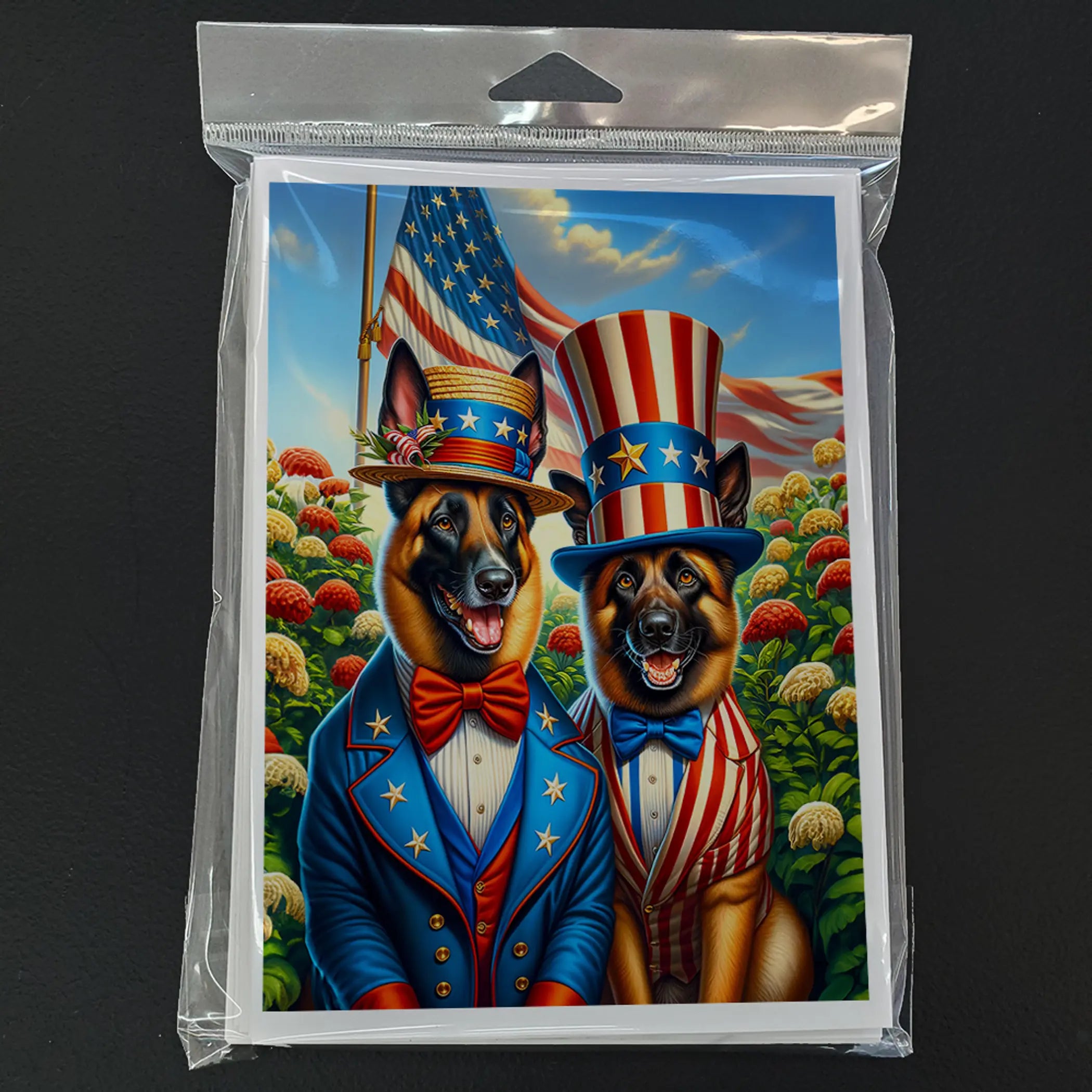 All American Belgian Malinois Greeting Cards Pack of 8 Caroline's Treasures