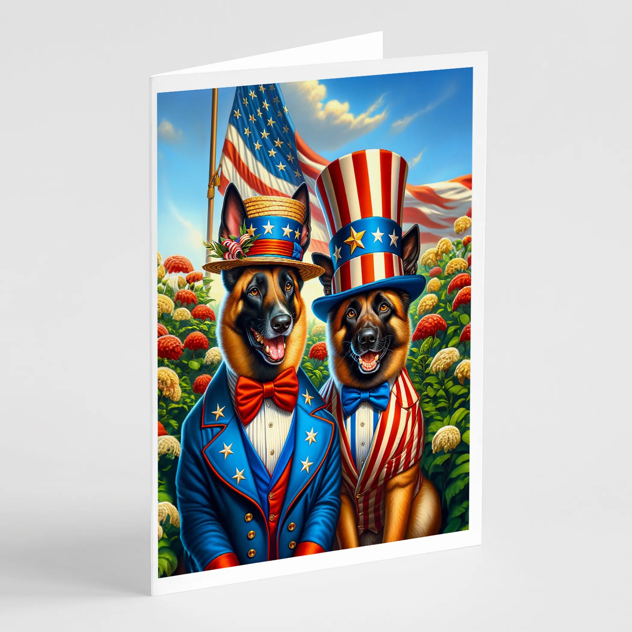 All American Belgian Malinois Greeting Cards Pack of 8 Caroline's Treasures