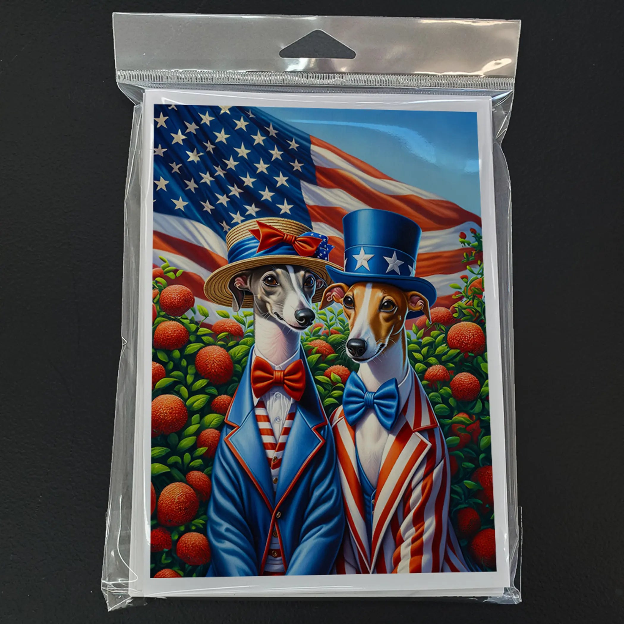 All American Italian Greyhound Greeting Cards Pack of 8 Caroline's Treasures