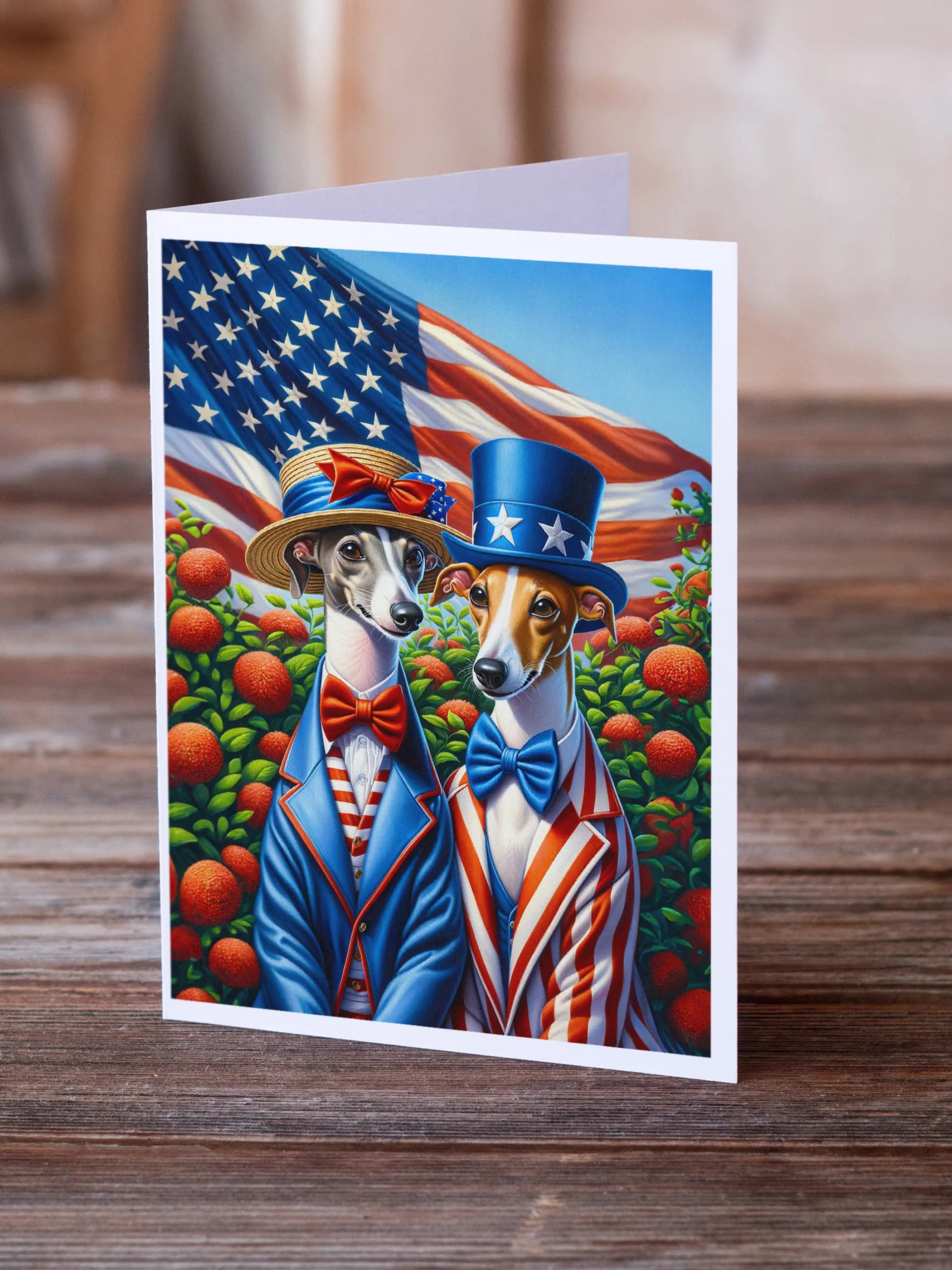 All American Italian Greyhound Greeting Cards Pack of 8 Caroline's Treasures