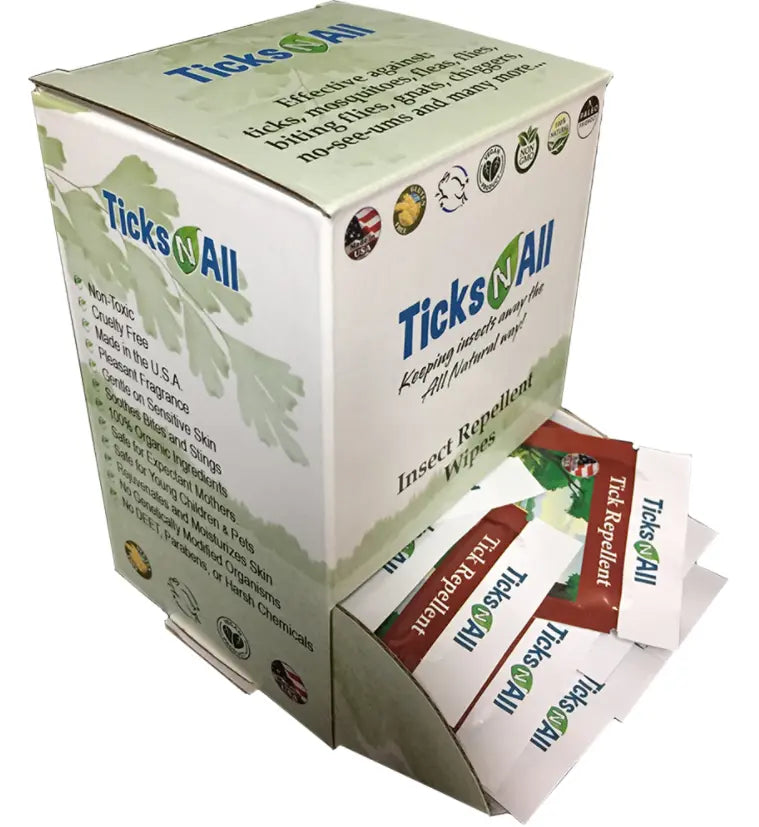 All Natural Tick Repellent Wipes (50 count.) Ticks-N-All