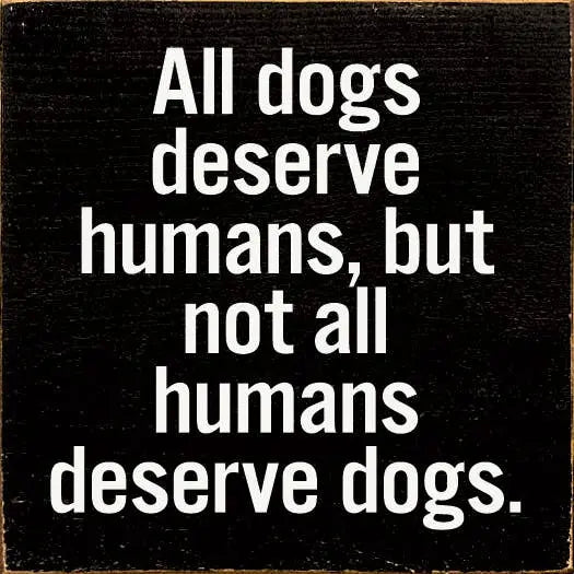 All dogs deserve humans, but not all humans deserve dogs. Sawdust City