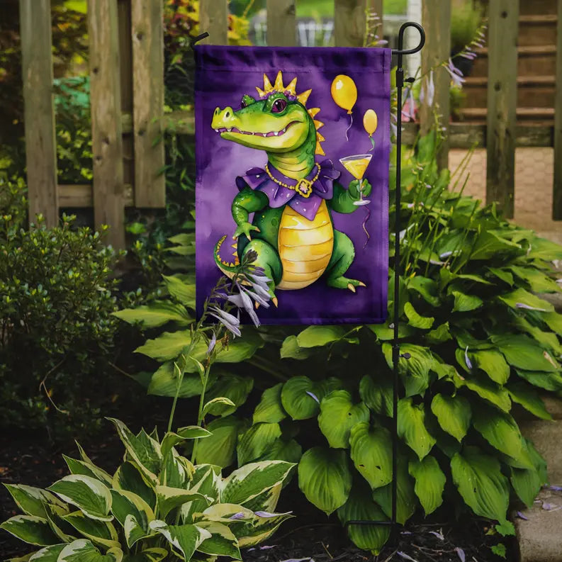 Alligator Mardi Gras Garden Flag Caroline's Treasures