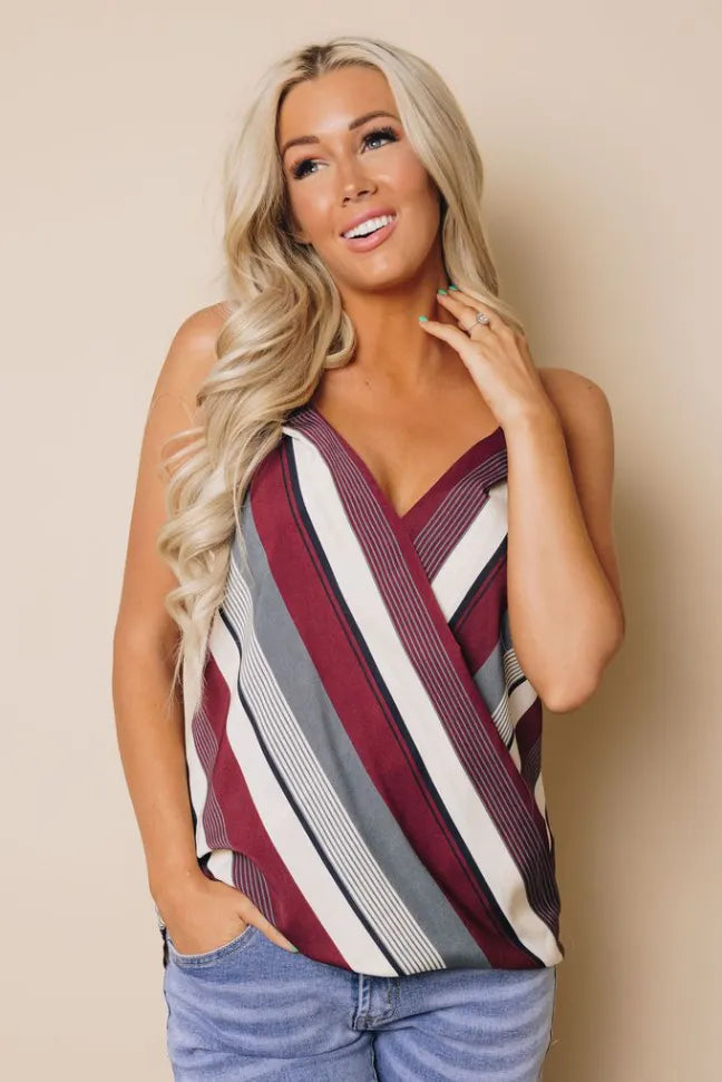 Ally Striped Draped Tank Stay Warm in Style