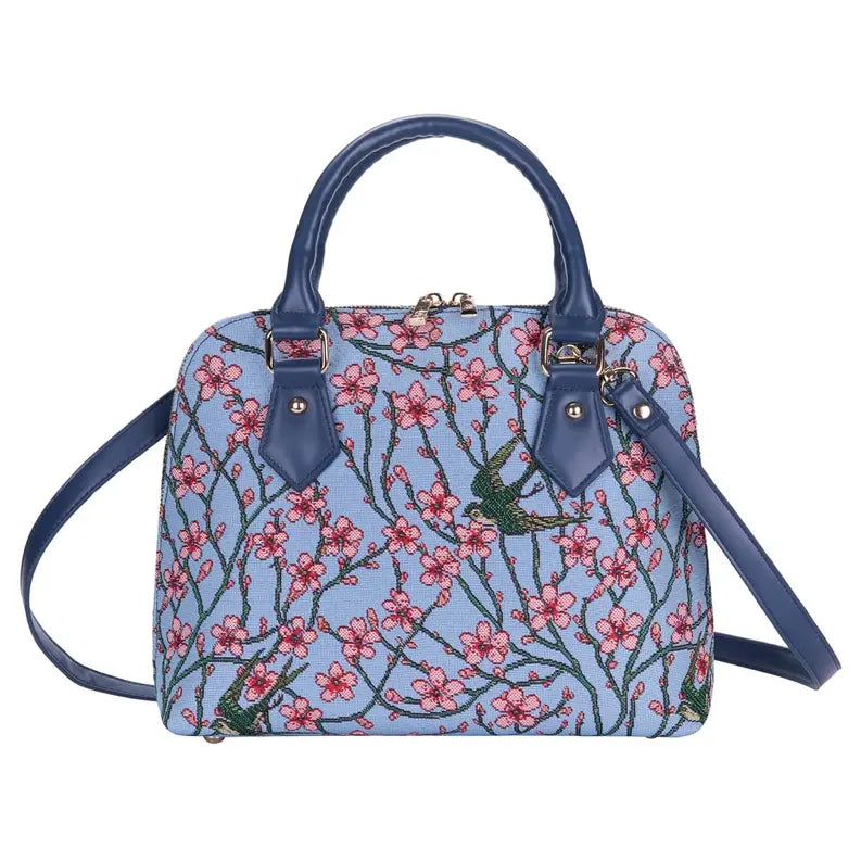 Almond Blossom And Swallow Convertible Top Handle Purse Handbag Signare USA