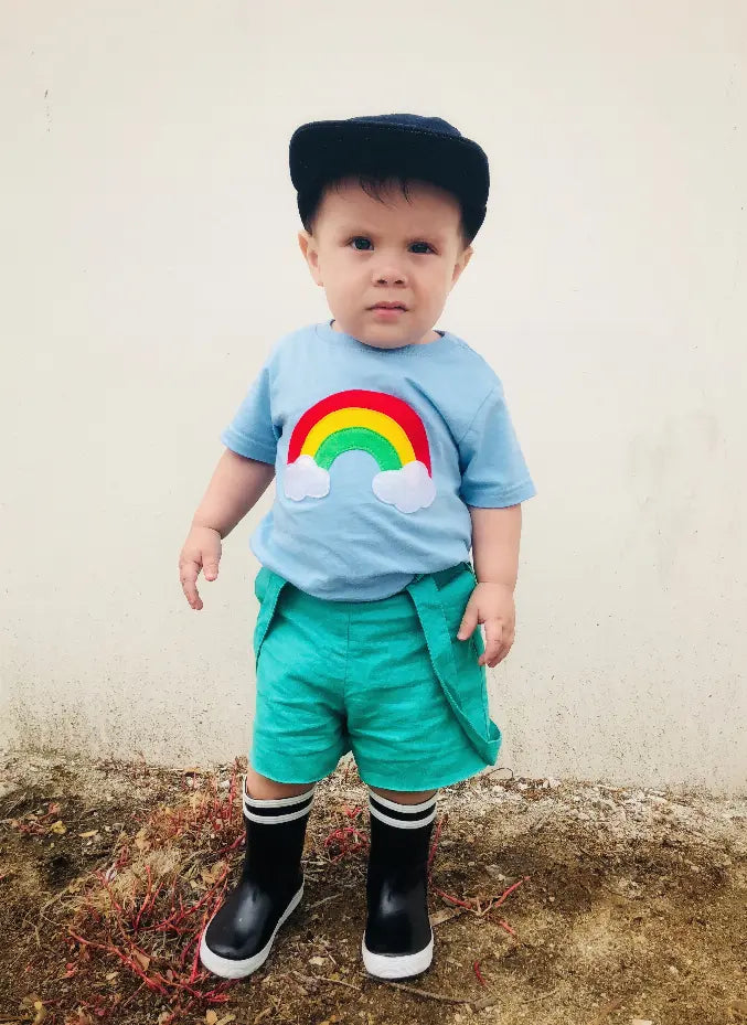 Aloha Rainbow - Kids Baby Blue Shirt  Boys or Girls Mi Cielo