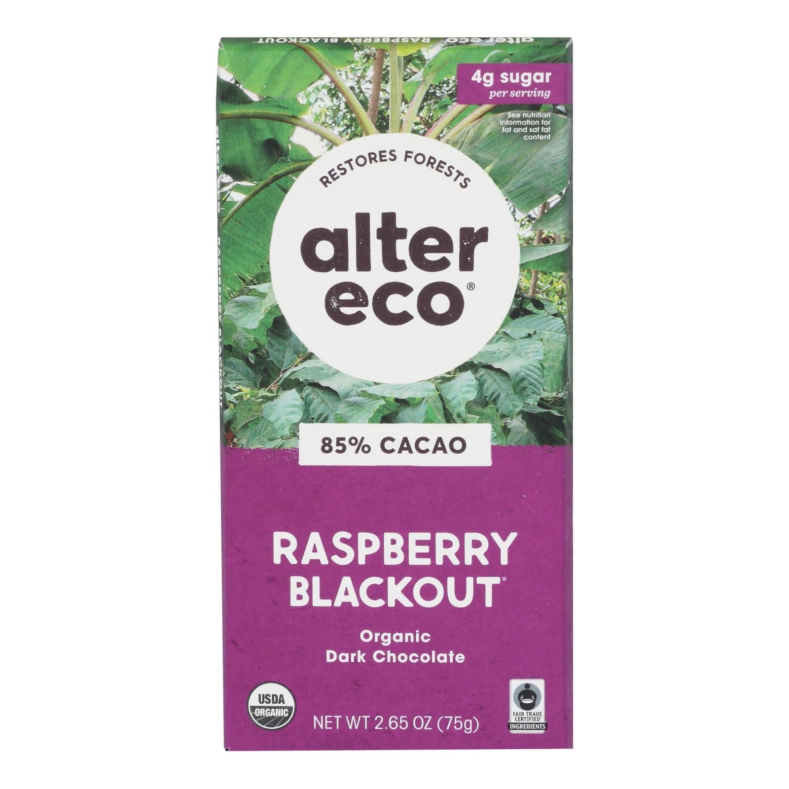 Alter Eco - Chocolate Raspberry Blkout 85% - Case Of 12-2.65 Oz Alter Eco