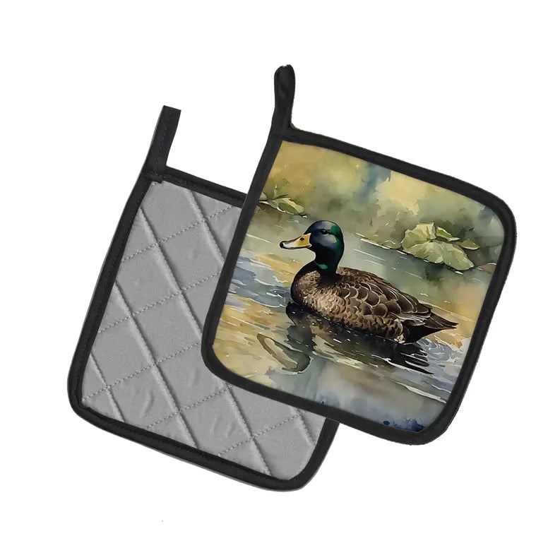 American Black Duck Pair of Pot Holders Caroline's Treasures