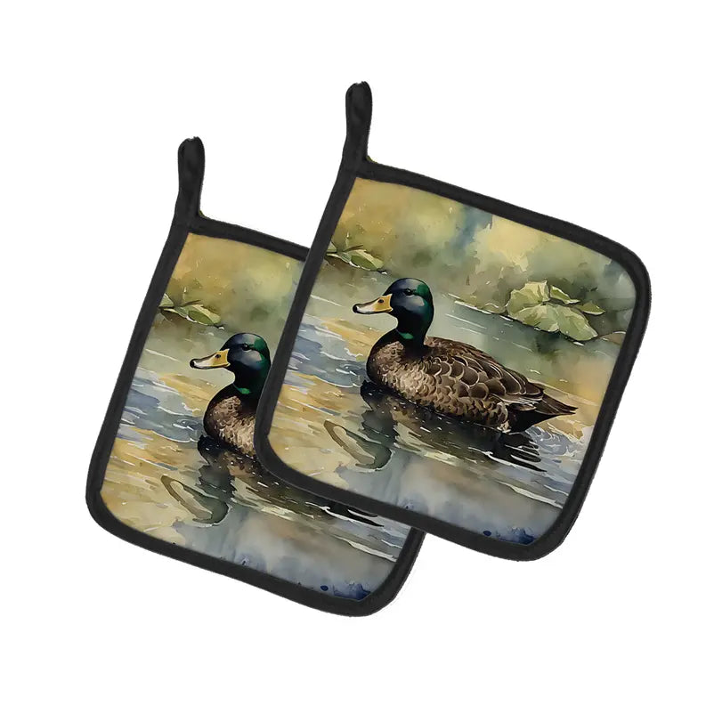 American Black Duck Pair of Pot Holders Caroline's Treasures