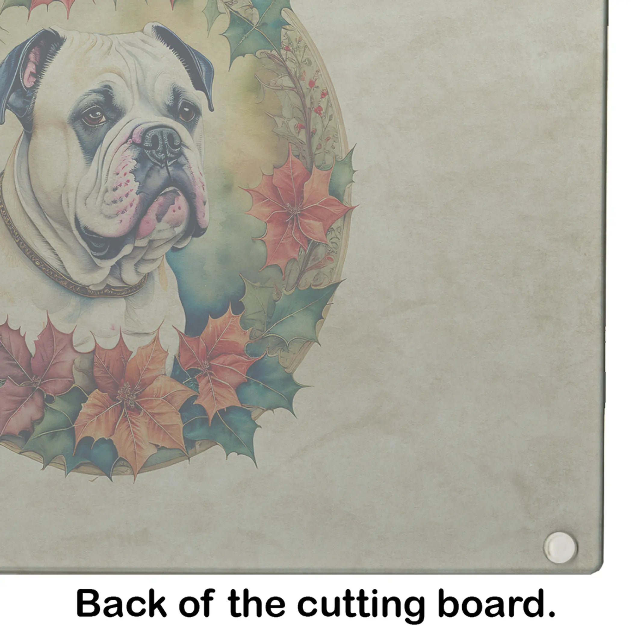 American Bulldog Christmas Flowers Glass Cutting Board Caroline's Treasures