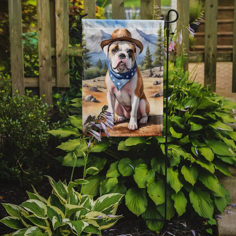 American Bulldog Cowboy Welcome Garden Flag Caroline's Treasures