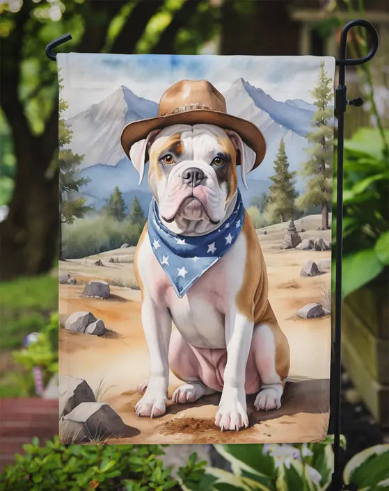 American Bulldog Cowboy Welcome Garden Flag Caroline's Treasures