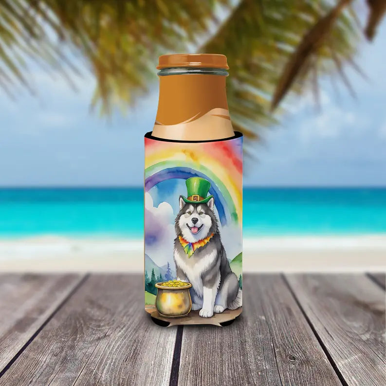 American Bulldog St Patrick's Day Hugger for Ultra Slim Cans Caroline's Treasures
