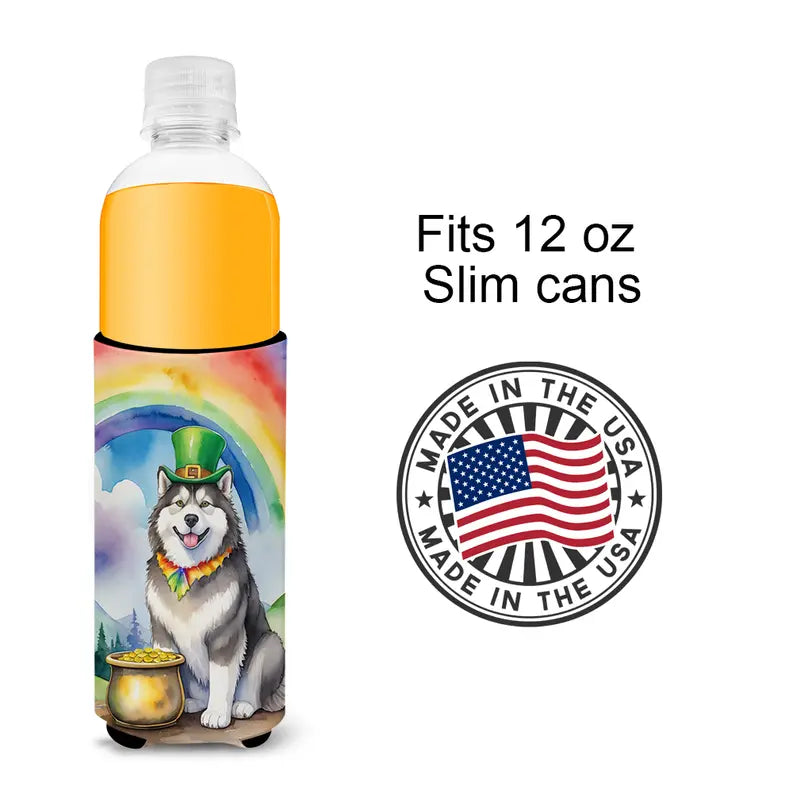 American Bulldog St Patrick's Day Hugger for Ultra Slim Cans Caroline's Treasures