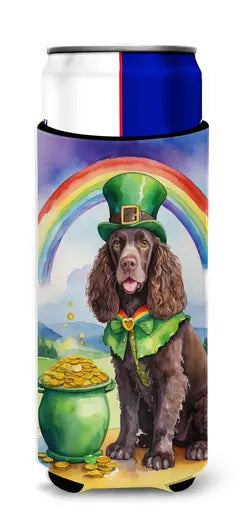 American Bulldog St Patrick's Day Hugger for Ultra Slim Cans Caroline's Treasures
