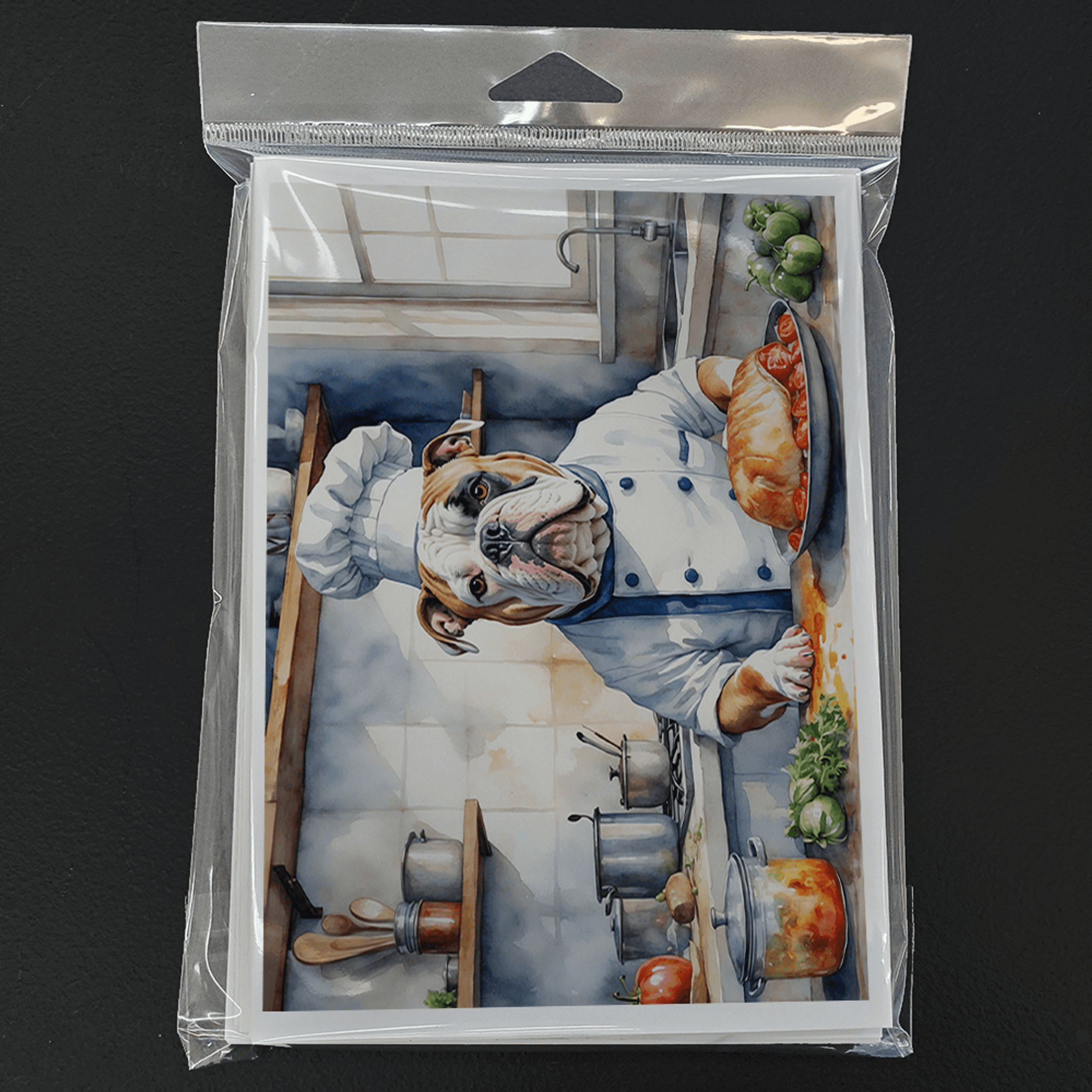 American Bulldog The Chef Greeting Cards Pack of 8 Caroline's Treasures