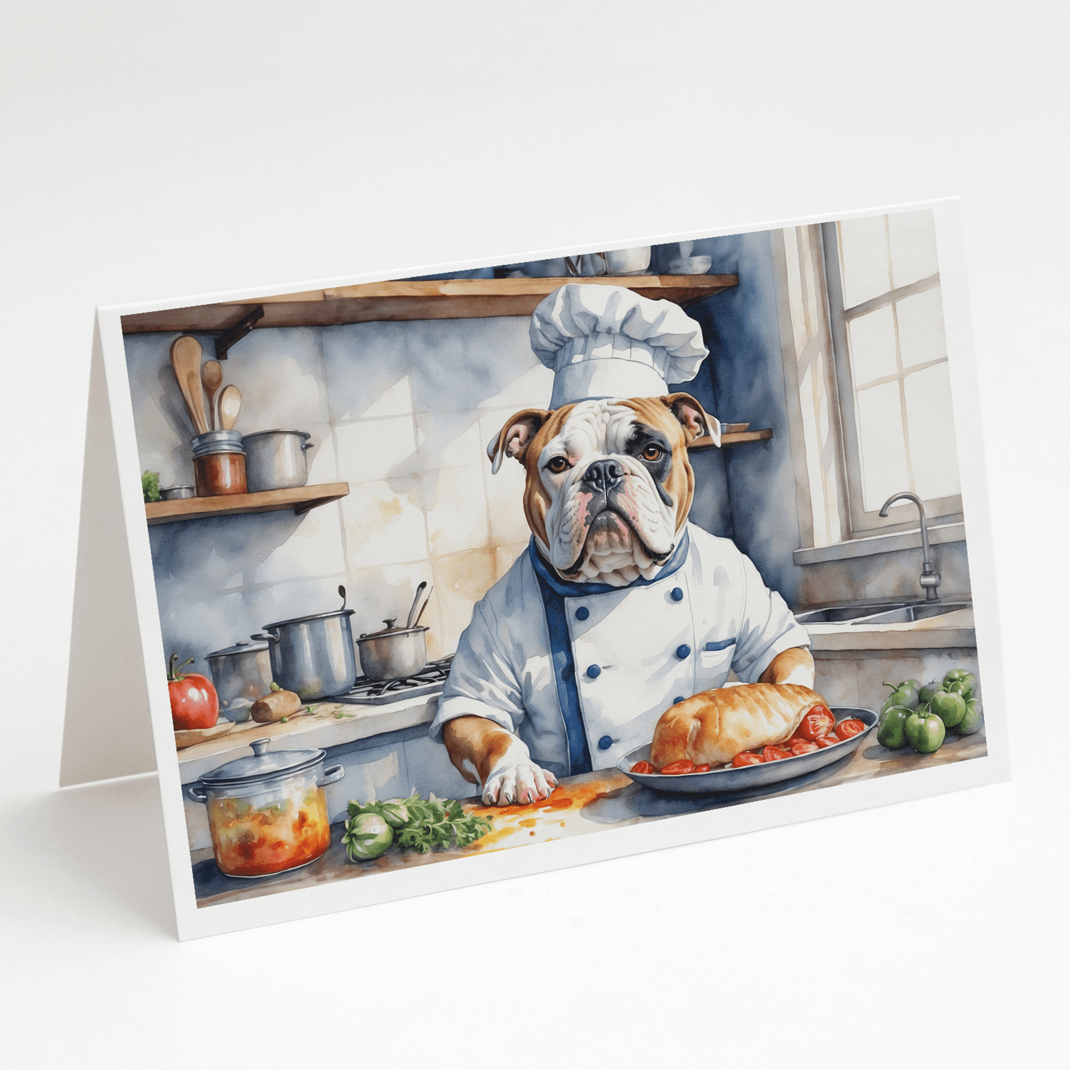 American Bulldog The Chef Greeting Cards Pack of 8 Caroline's Treasures