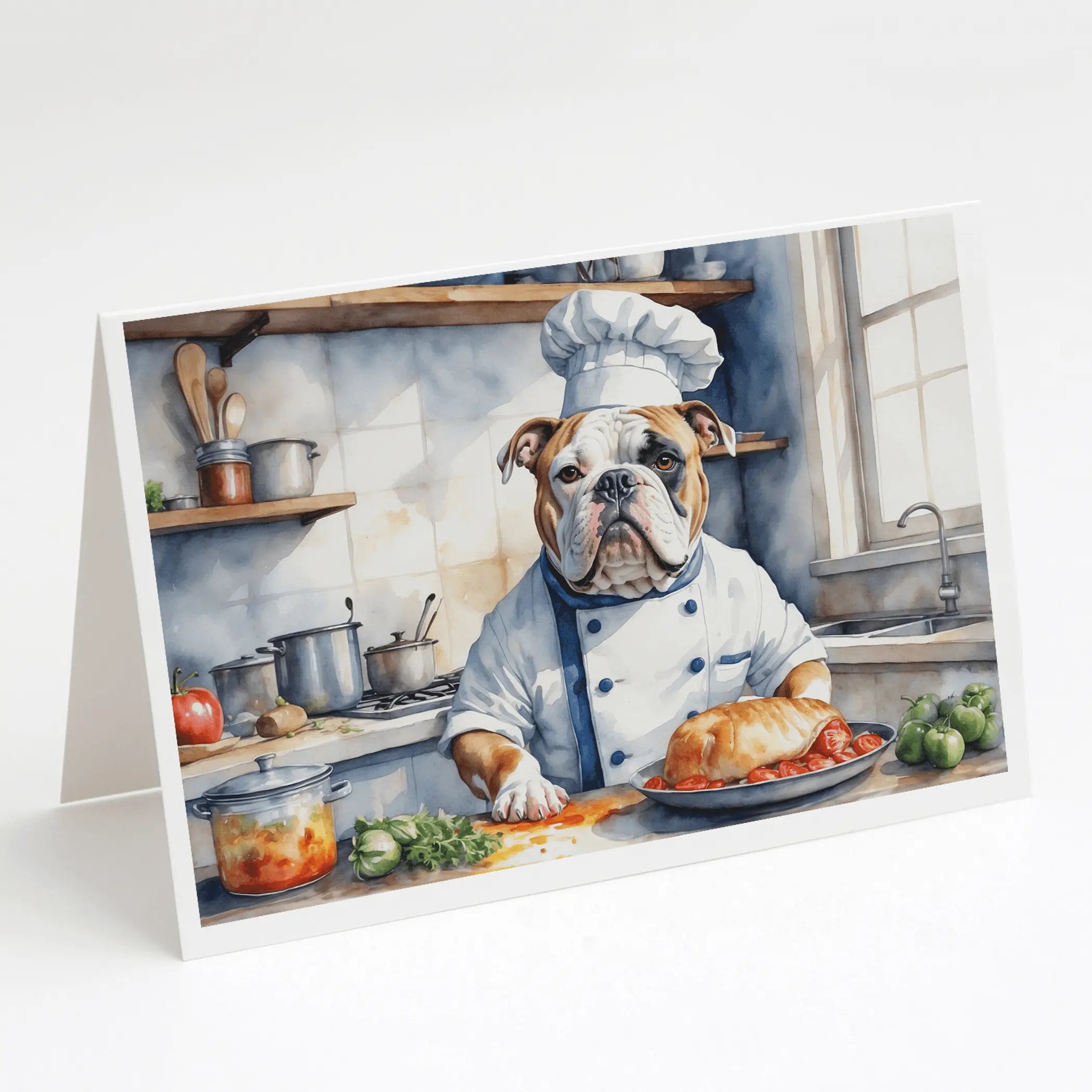 American Bulldog The Chef Greeting Cards Pack of 8 Caroline's Treasures