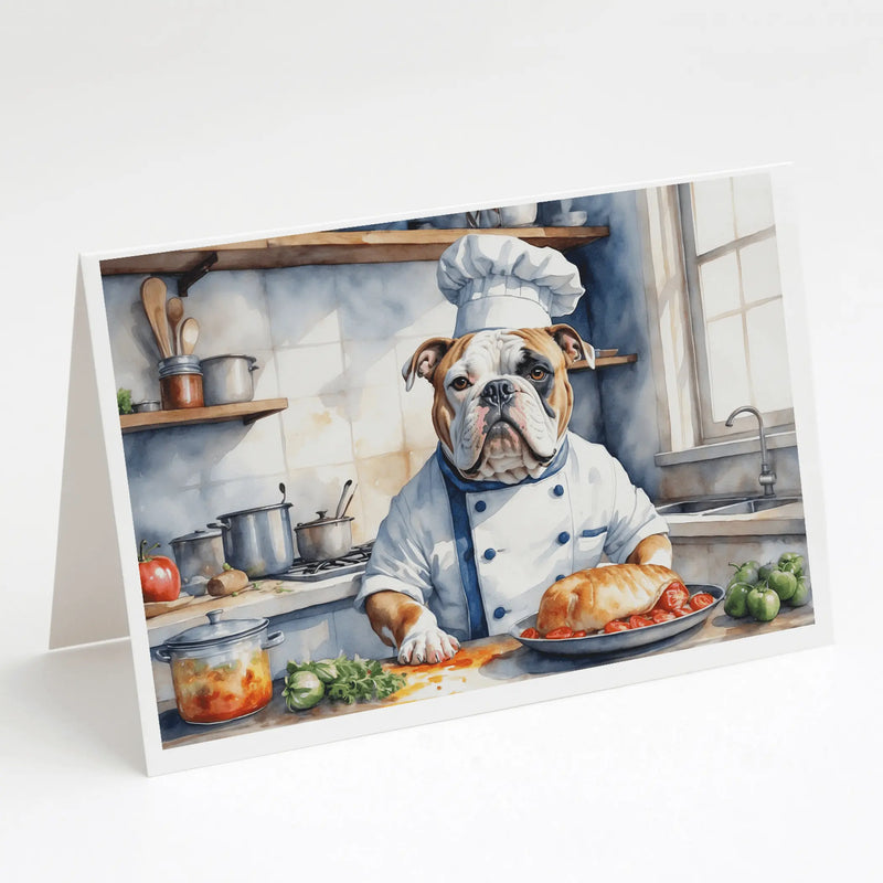 American Bulldog The Chef Greeting Cards Pack of 8 Caroline's Treasures