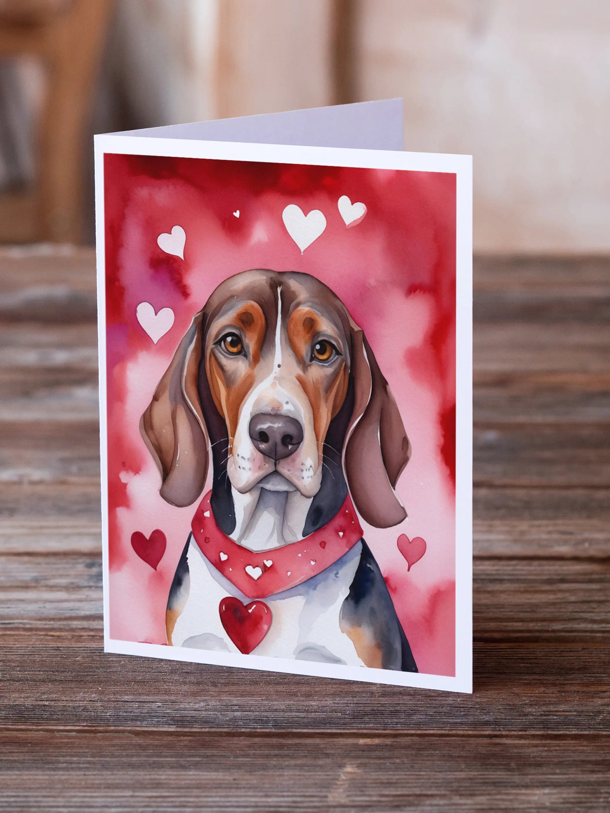 American English Coonhound My Valentine Greeting Cards Pack of 8 Caroline's Treasures