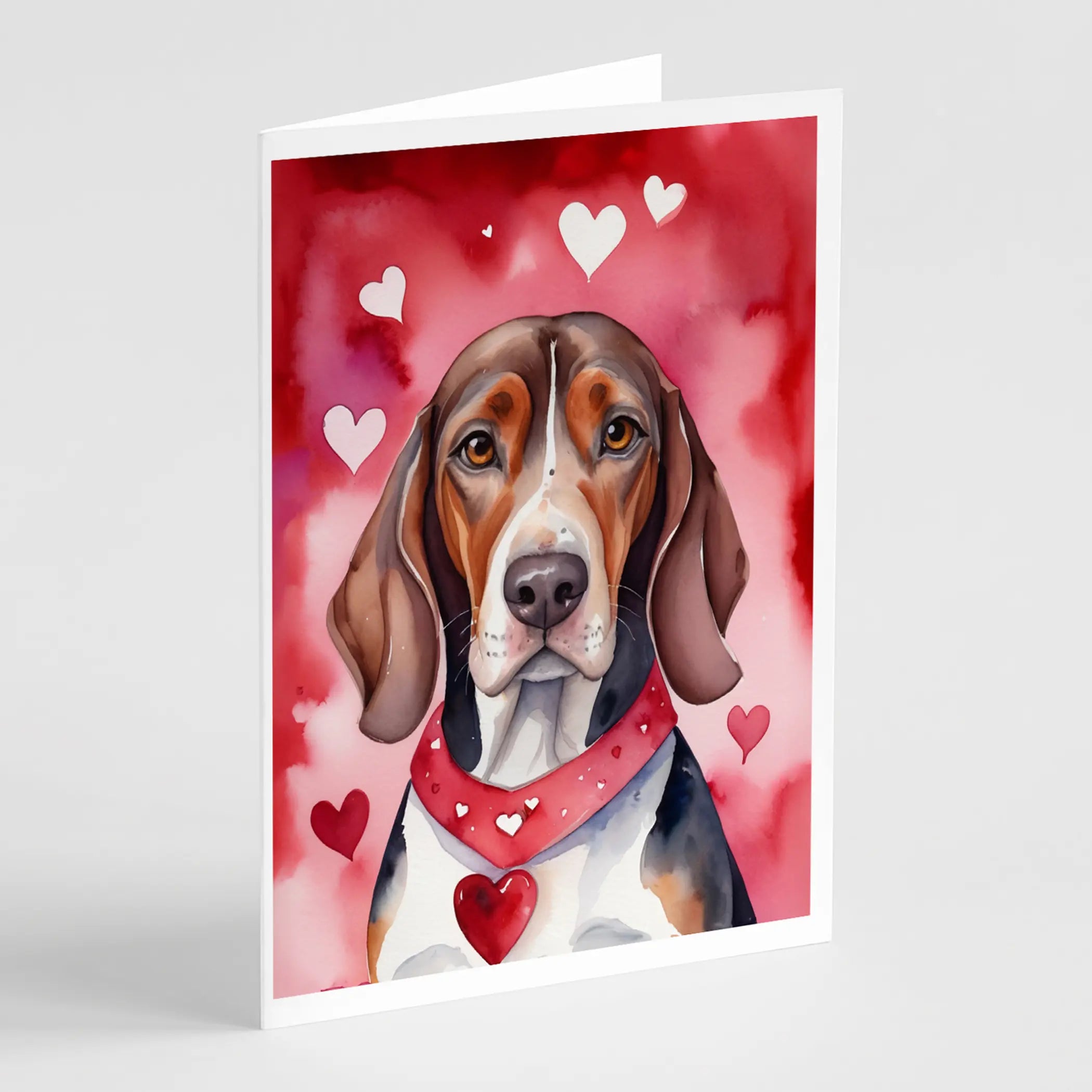 American English Coonhound My Valentine Greeting Cards Pack of 8 Caroline's Treasures