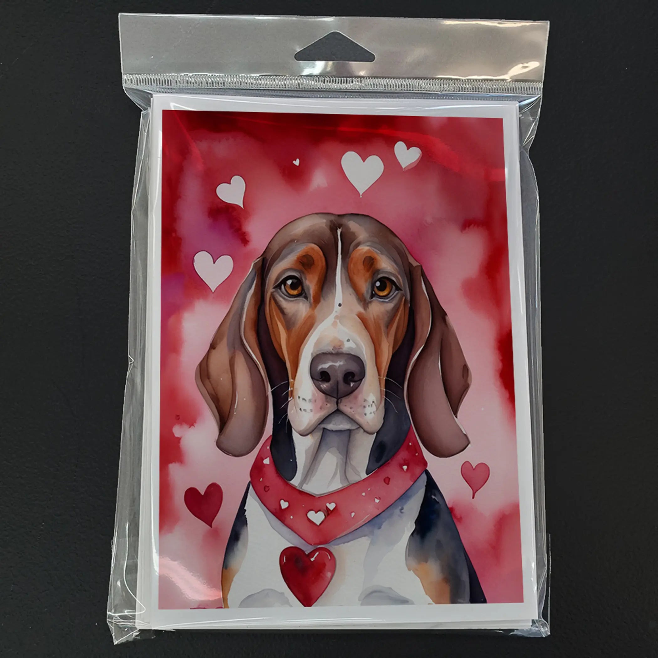 American English Coonhound My Valentine Greeting Cards Pack of 8 Caroline's Treasures