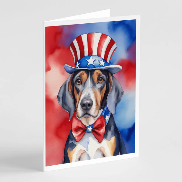 American English Coonhound Patriotic American Greeting Cards Pack of 8 Caroline's Treasures