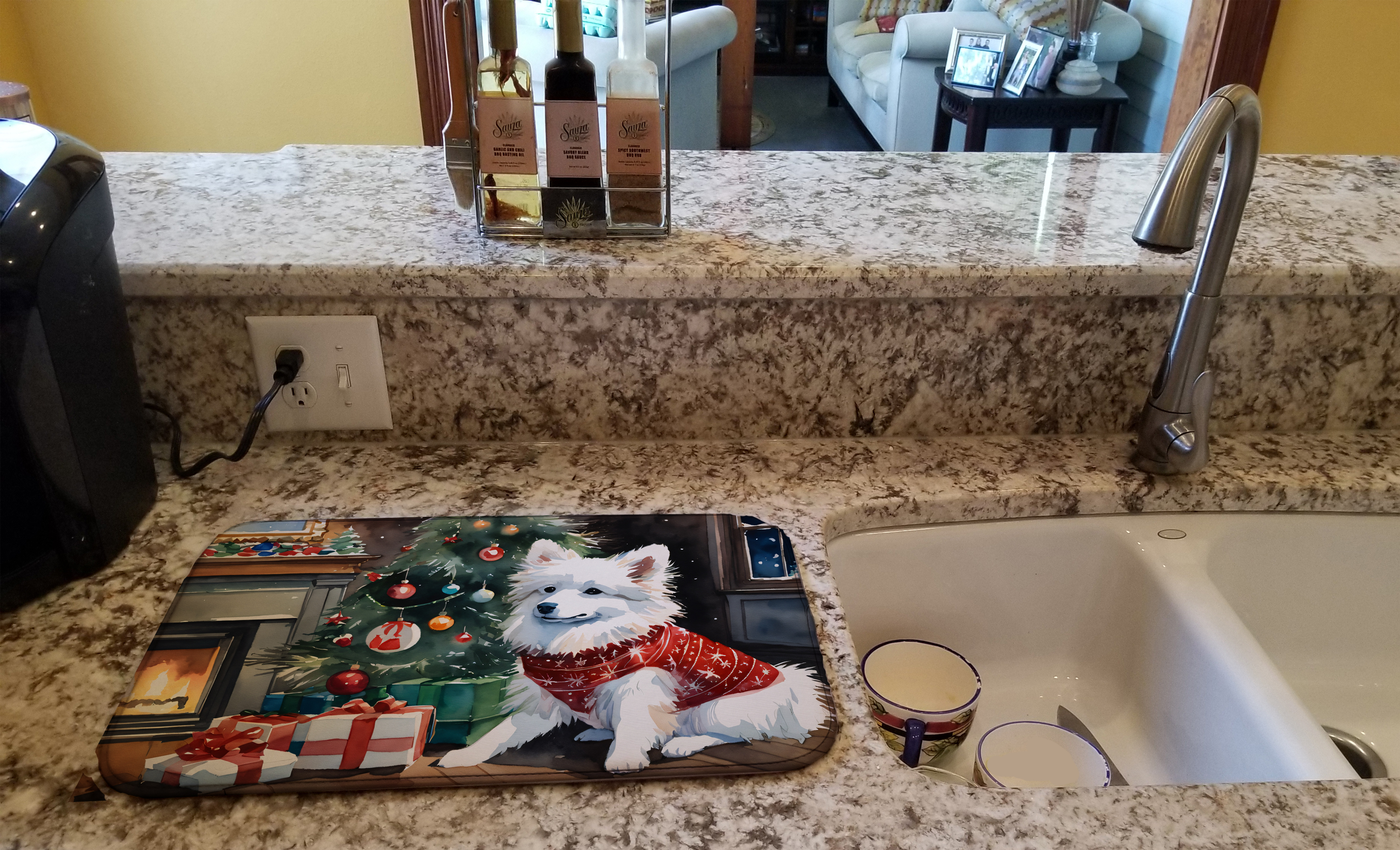 American Eskimo Cozy Christmas Dish Drying Mat Caroline's Treasures