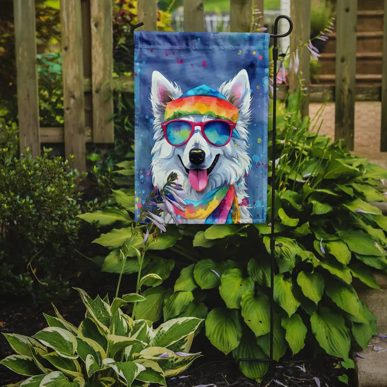American Eskimo Hippie Dawg Garden Flag Caroline's Treasures