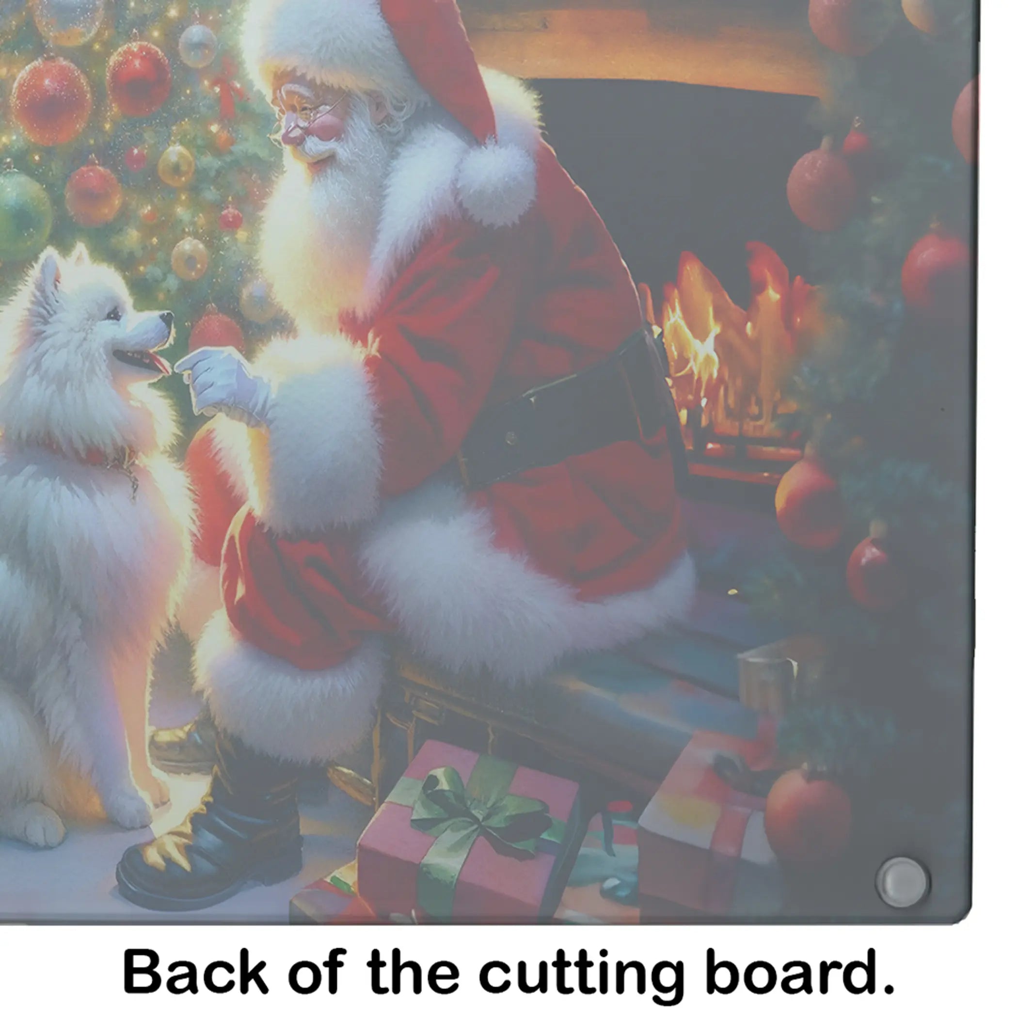 American Eskimo and Santa Claus Glass Cutting Board Caroline's Treasures