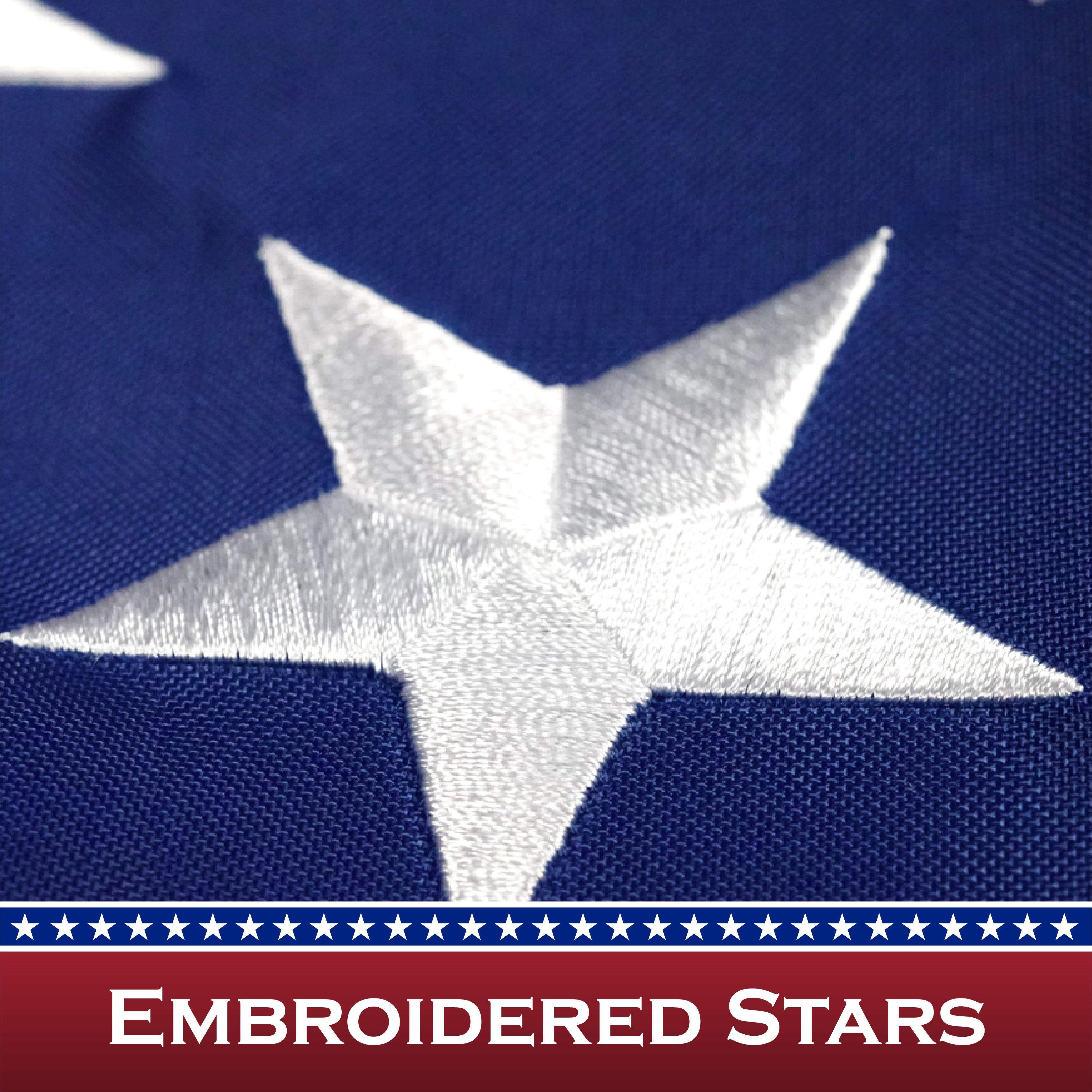 American Flag 210D Embroidered Polyester 2.5x4 Ft - with Pole Sleeve G128