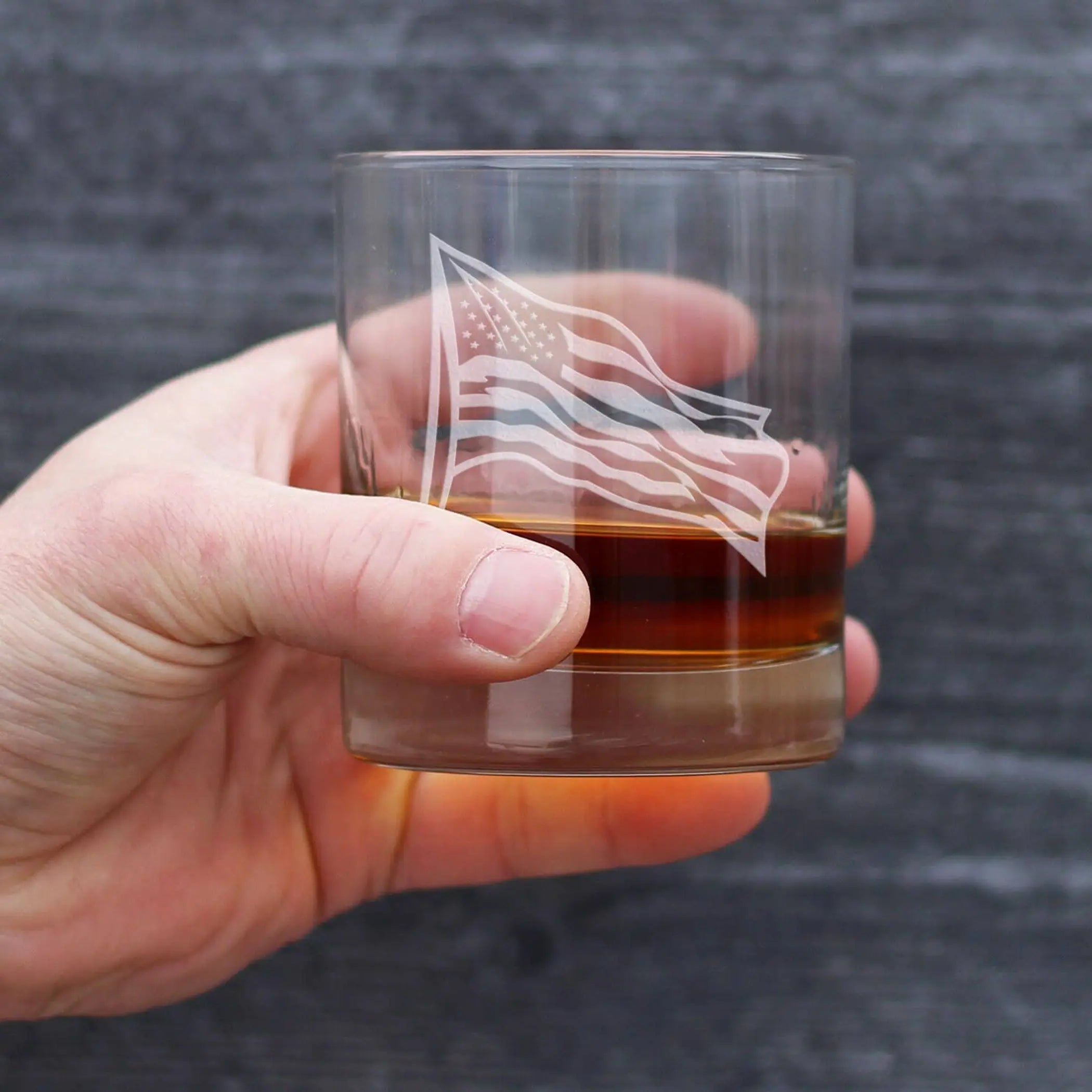 American Flag Whiskey Rocks Glass - Patriotic Gifts Bevvee