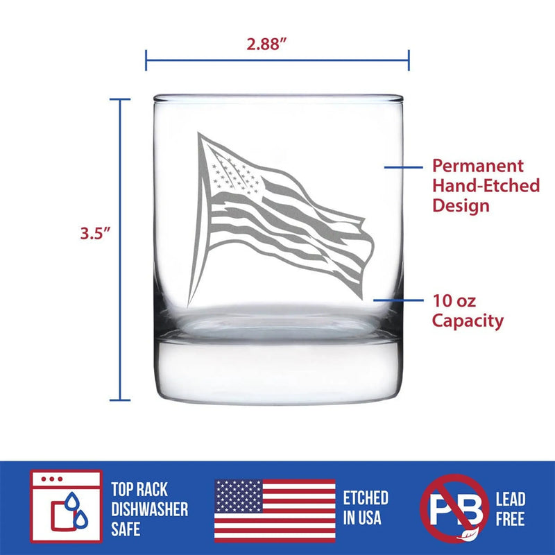 American Flag Whiskey Rocks Glass - Patriotic Gifts Bevvee