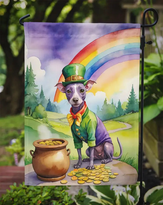 American Hairless Terrier St Patrick's Day Garden Flag Caroline's Treasures