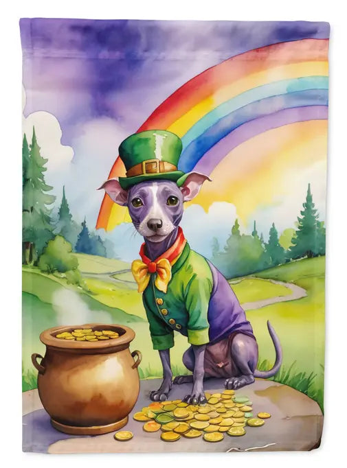 American Hairless Terrier St Patrick's Day Garden Flag Caroline's Treasures