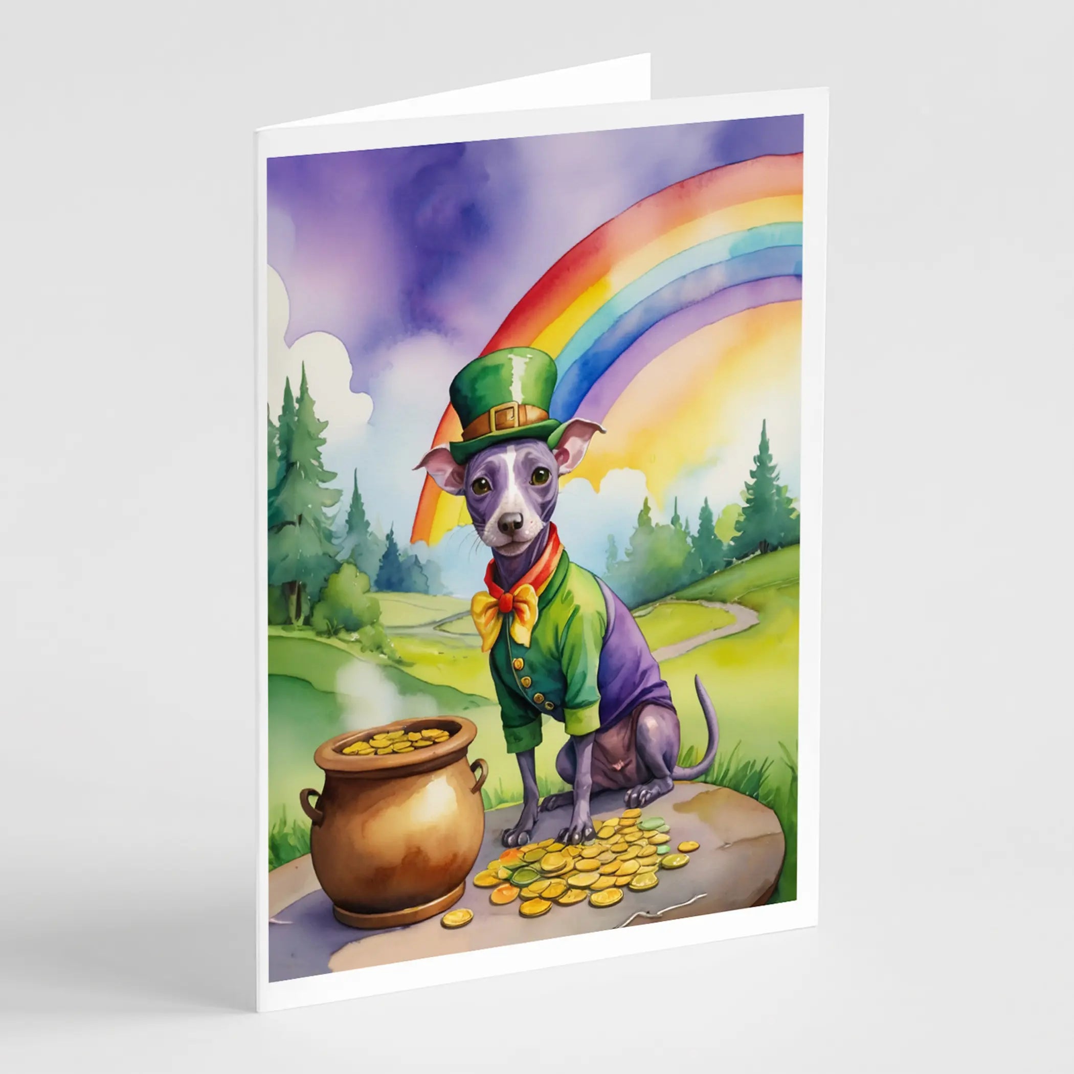 American Hairless Terrier St Patrick's Day Greeting Cards Pack of 8 Caroline's Treasures