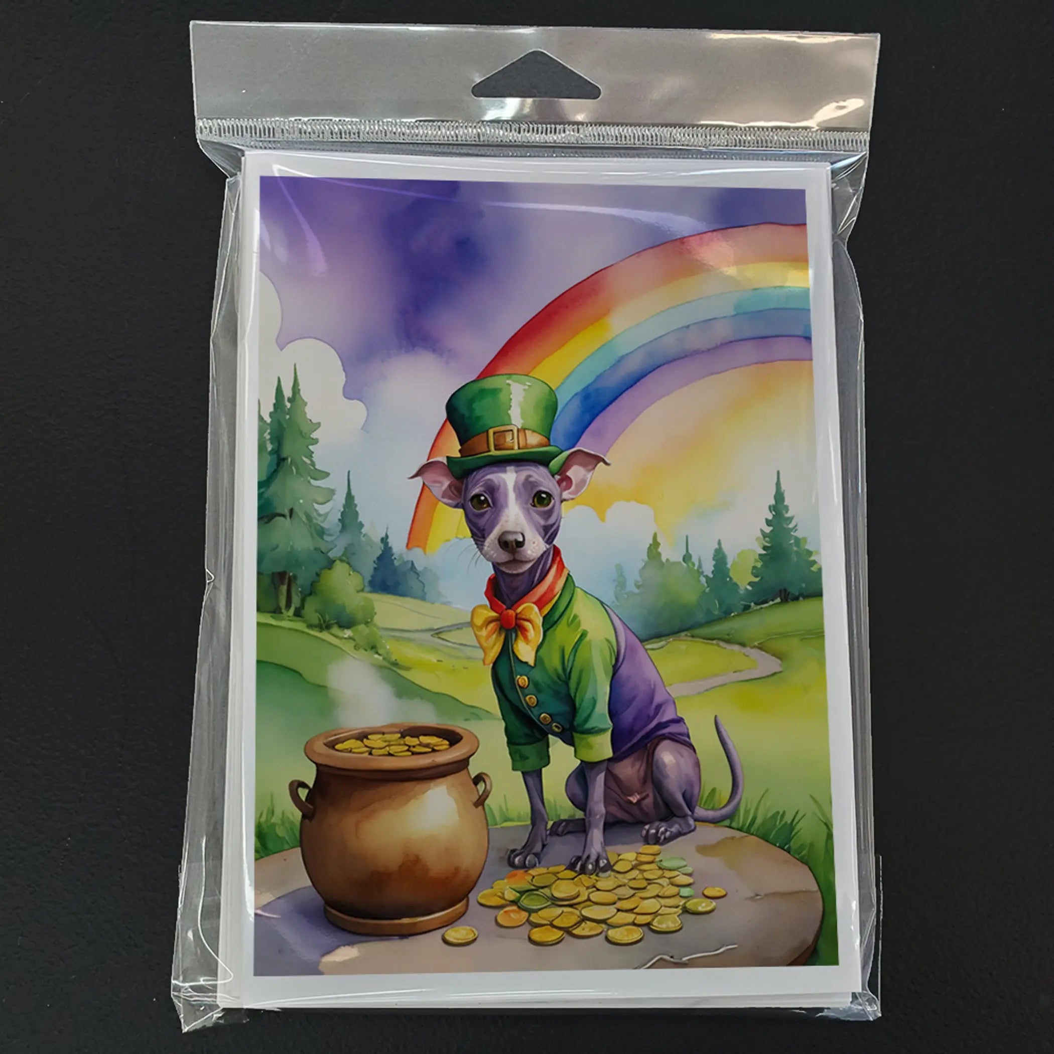American Hairless Terrier St Patrick's Day Greeting Cards Pack of 8 Caroline's Treasures