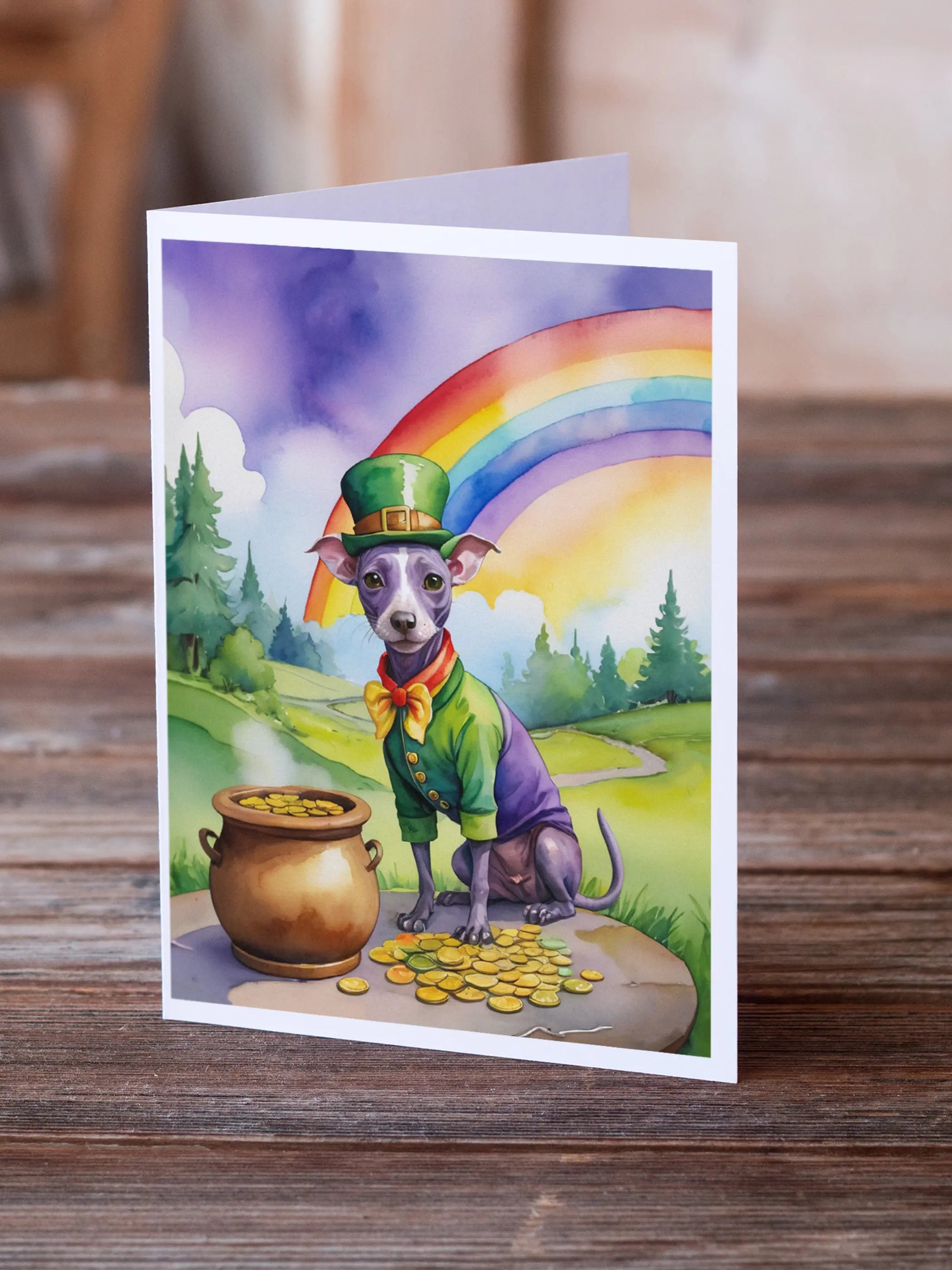 American Hairless Terrier St Patrick's Day Greeting Cards Pack of 8 Caroline's Treasures