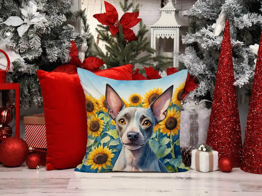 American Hairless Terrier in Sunflowers Pair of Pot Holders Caroline's Treasures